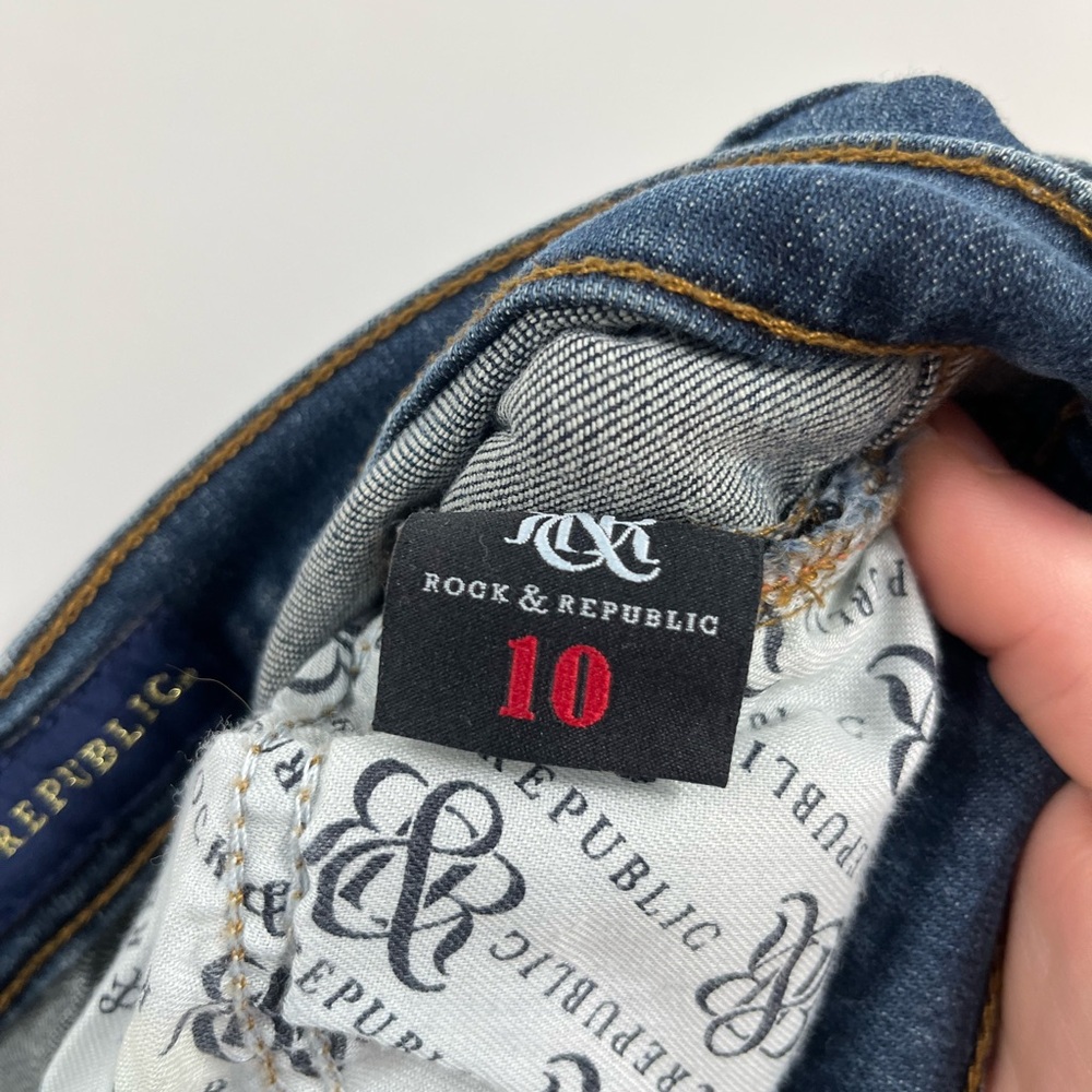 Womens Rock & Republic Mid-Rise Berlin Dark Wash Skinny Denim Jeans Size 10 - Picture 5 of 12